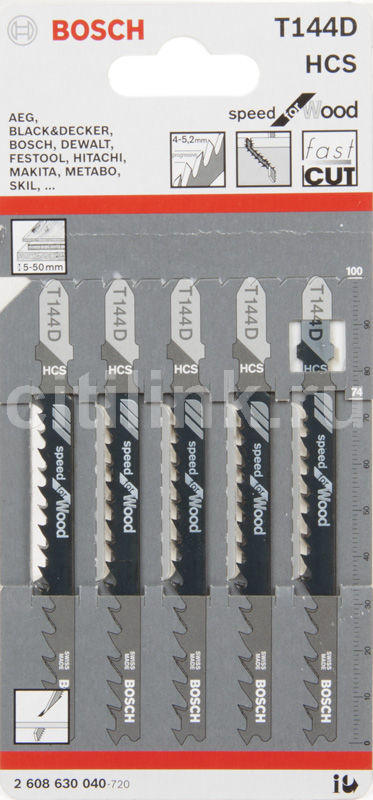 Пилка для лобзика Bosch T144D HCS (упак. 5шт.